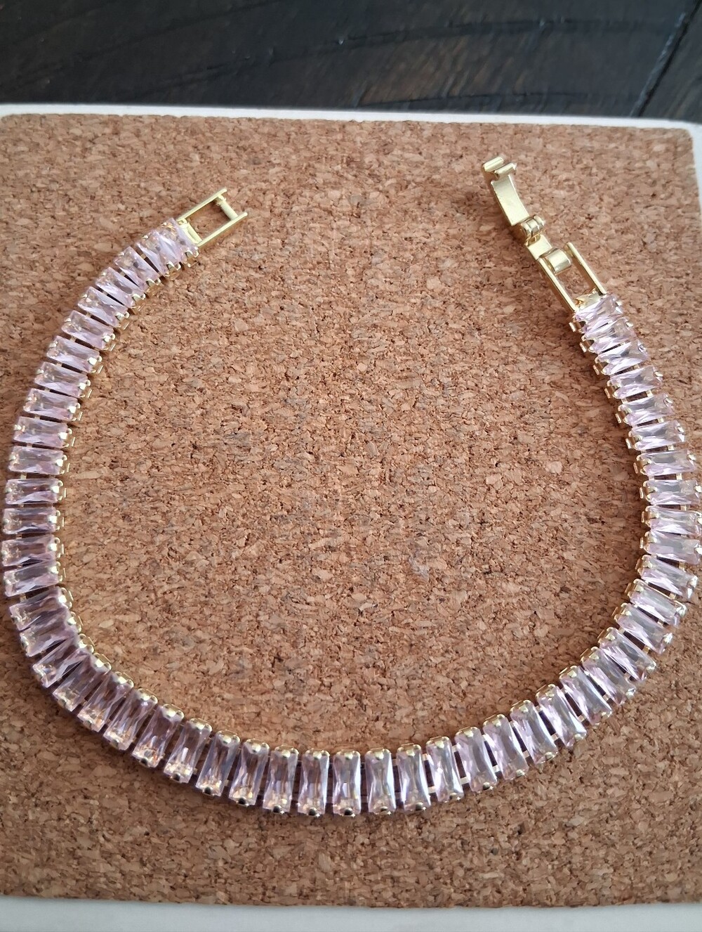 Light Pink Gold Tennis Bracelet